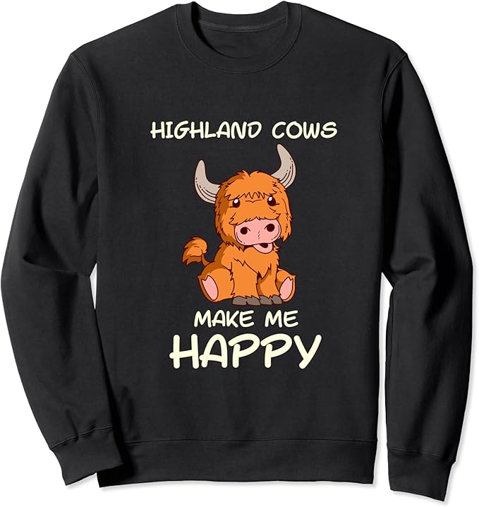 Scottish Highland Cow Gift Highland Cows Happy Sweatshirt Amazon.co